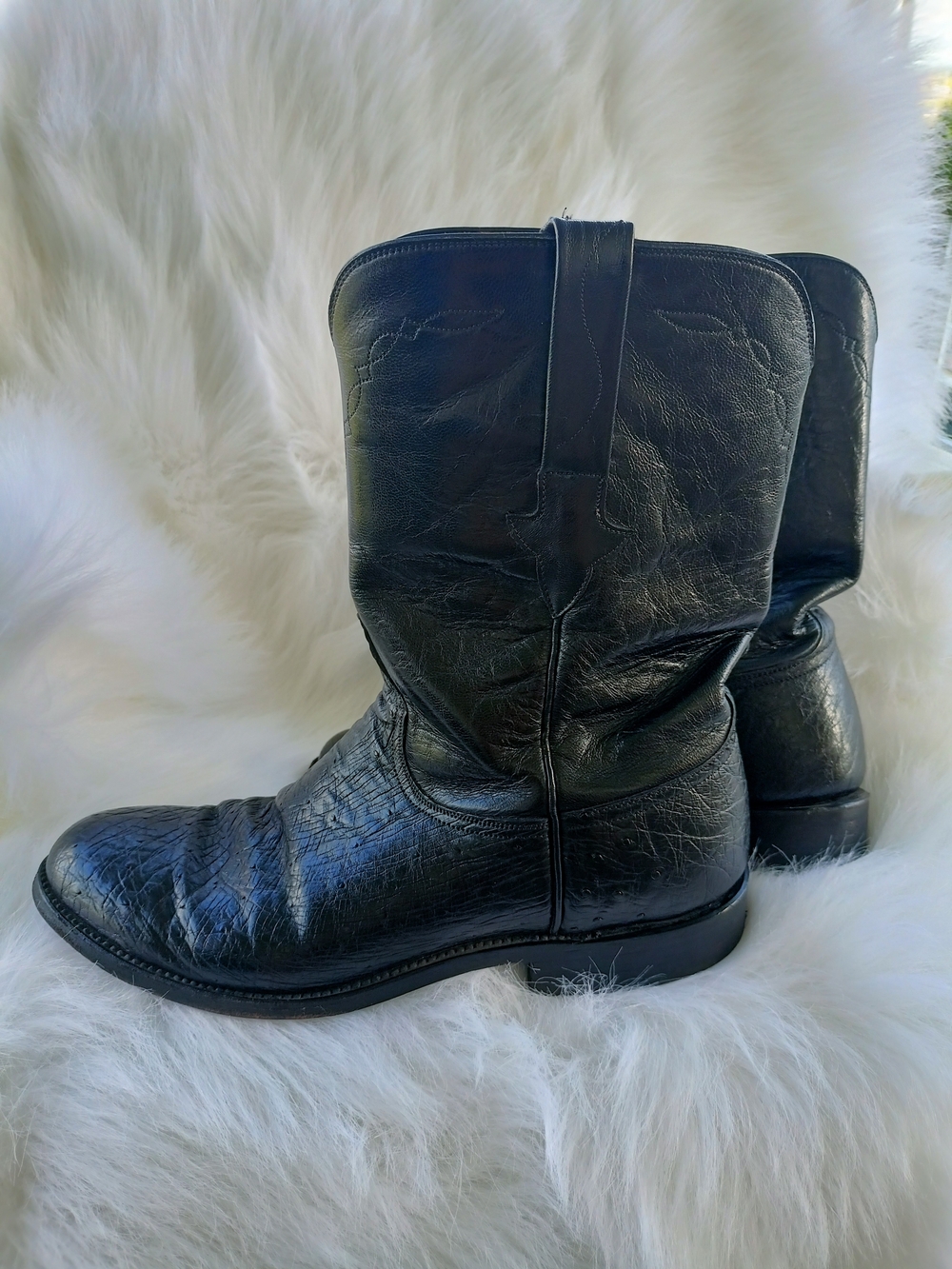 Lucchese Men's size 10D Vintage Black Western Cowboy Boots